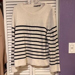 Jenni Kayne Cream and Black Striped Sweater